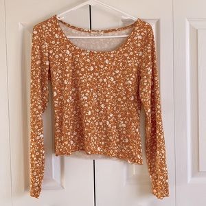 Orange and White Floral long sleeve top